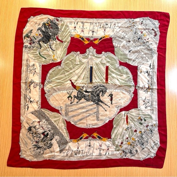 BANANA REPUBLIC Vintage Circus Print Silk Scarf – Made in Japan – 34”x34” - Picture 1 of 11